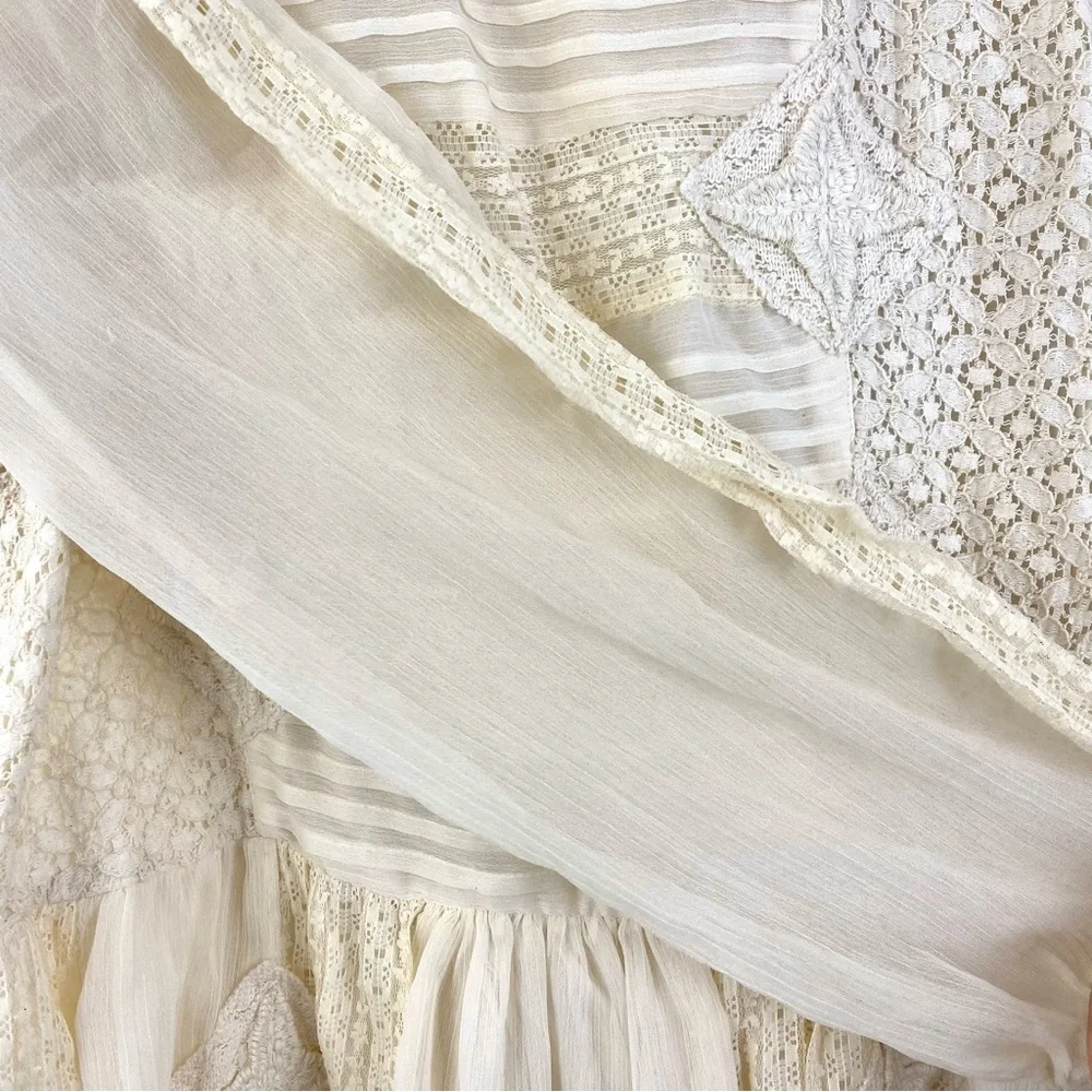Free People Leigh Chiffon Embroidered Lace Mini Dress — Ivory (M) - Picture 5 of 7